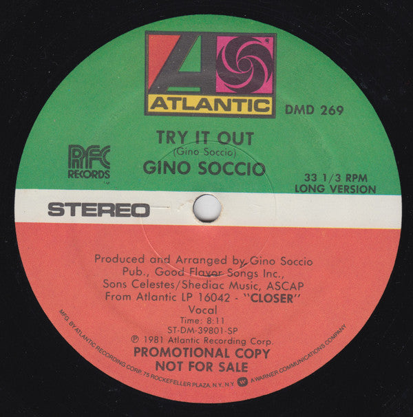 Gino Soccio : Try It Out (12", Single, Promo, SP )