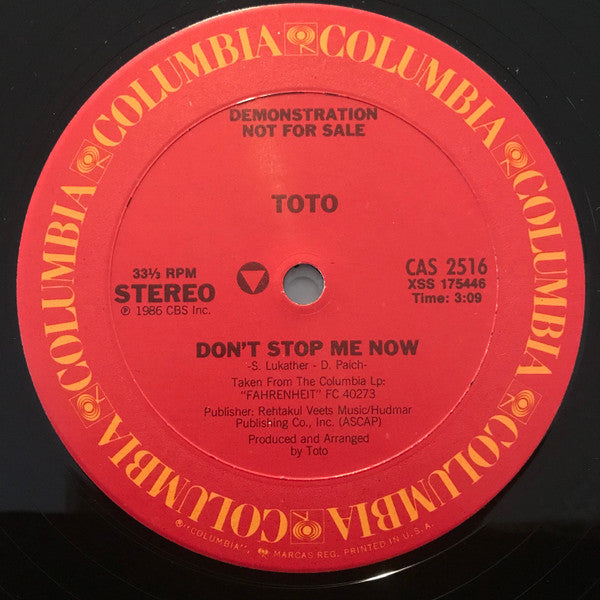 Toto : Don't Stop Me Now (12", Single, Promo)