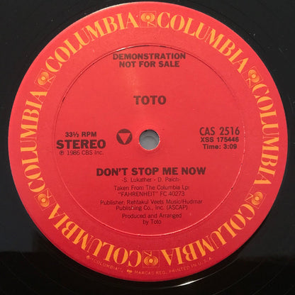 Toto : Don't Stop Me Now (12", Single, Promo)