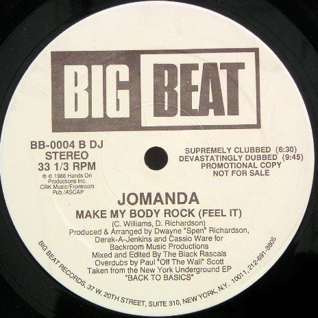 Jomanda : Make My Body Rock (Feel It) (12", Promo)