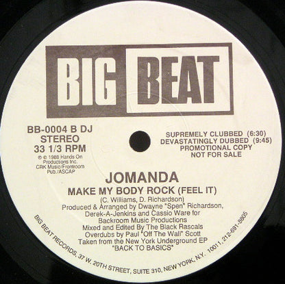 Jomanda : Make My Body Rock (Feel It) (12", Promo)