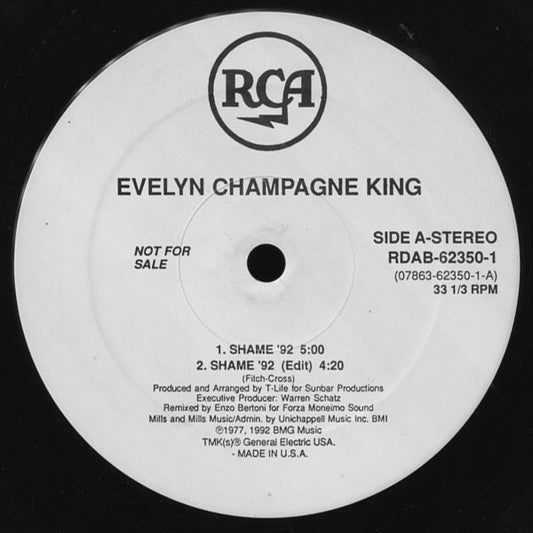 Evelyn Champagne King* : Shame (12", Ltd, Promo)