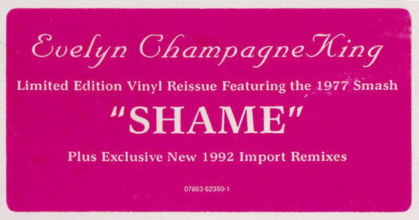 Evelyn Champagne King* : Shame (12", Ltd, Promo)