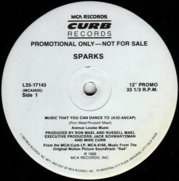 Sparks : Music That You Can Dance To (12", Single, Promo)