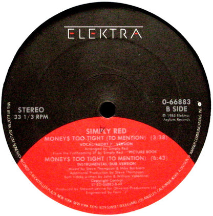 Simply Red : Money's Too Tight (To Mention) (The Cutback Mix) (12", All)