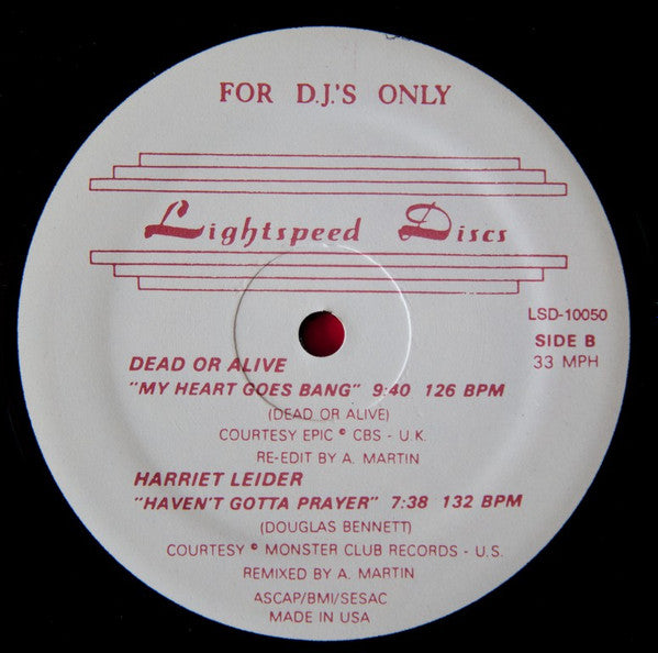 Various : Lightspeed Discs "A Night At The Club" (12", Maxi, Pic)