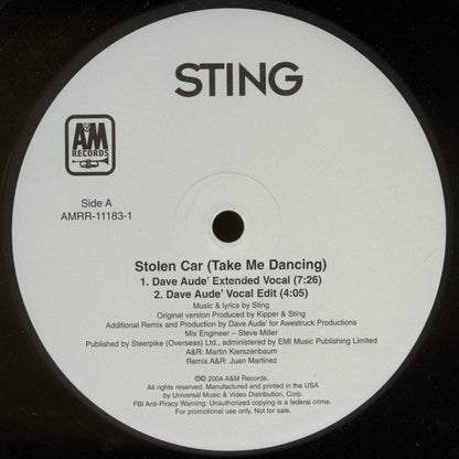 Sting : Stolen Car (Take Me Dancing) (2x12", Promo)