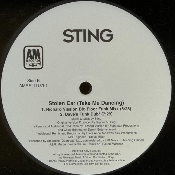 Sting : Stolen Car (Take Me Dancing) (2x12", Promo)