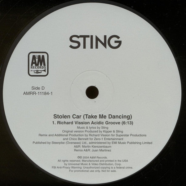 Sting : Stolen Car (Take Me Dancing) (2x12", Promo)
