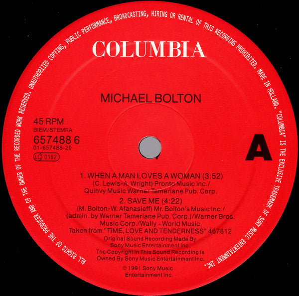 Michael Bolton : When A Man Loves A Woman (12", Maxi)