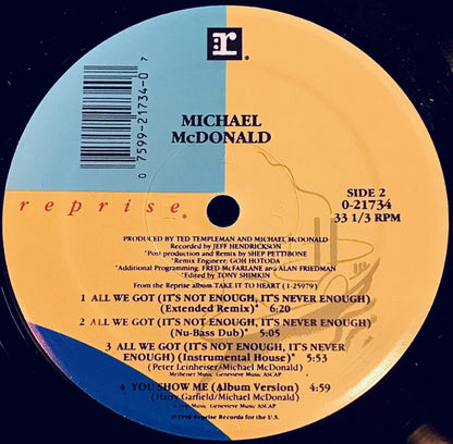 Michael McDonald : All We Got (It's Not Enough, It's Never Enough) (12")