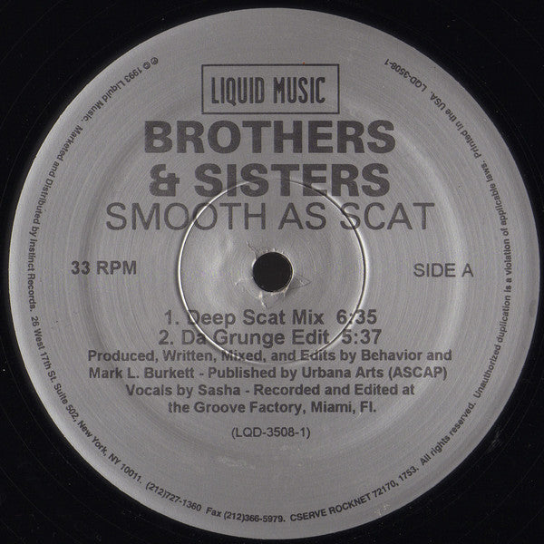 Brothers & Sisters : Smooth As Scat (12")