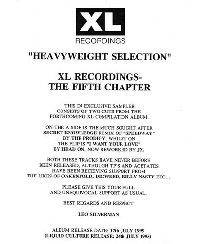 Various : XL Recordings: The Fifth Chapter - The Heavyweight Selection - DJ Sampler (12", Promo, Smplr)