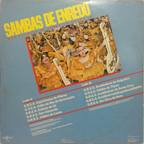 Various : Sambas De Enredo Das Escolas De Enredo Do Grupo 1A - Carnaval 86 - Rio De Janeiro (LP, Album)