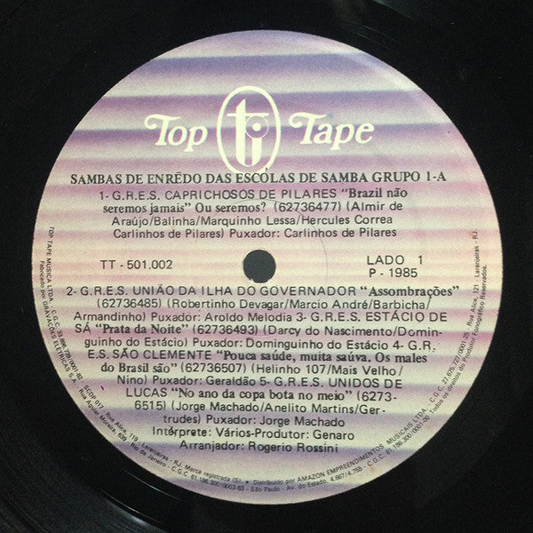 Various : Sambas De Enredo Das Escolas De Enredo Do Grupo 1A - Carnaval 86 - Rio De Janeiro (LP, Album)