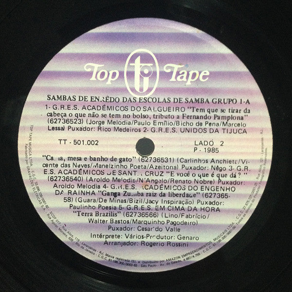 Various : Sambas De Enredo Das Escolas De Enredo Do Grupo 1A - Carnaval 86 - Rio De Janeiro (LP, Album)