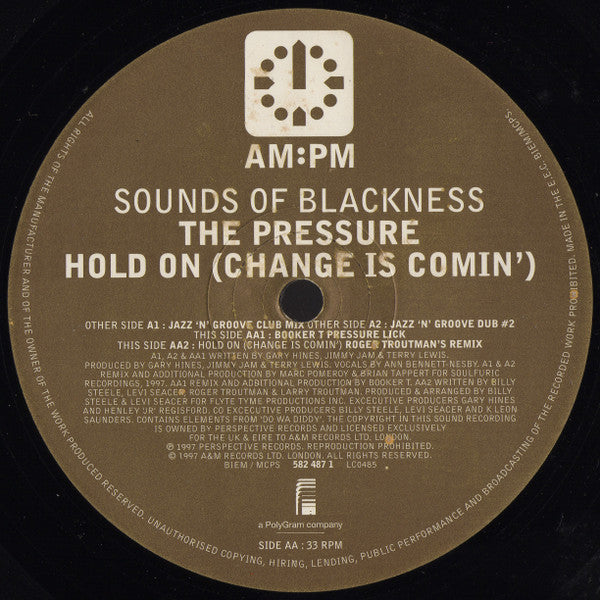 Sounds Of Blackness : The Pressure / Hold On (Change Is Comin') (12", Single)