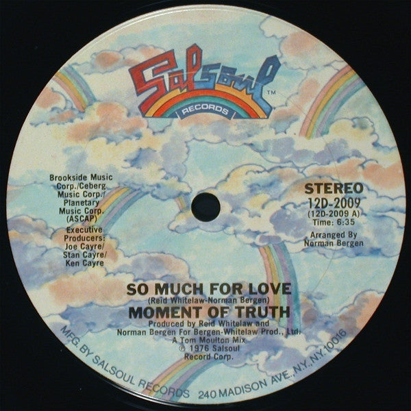 Moment Of Truth : So Much For Love (12")