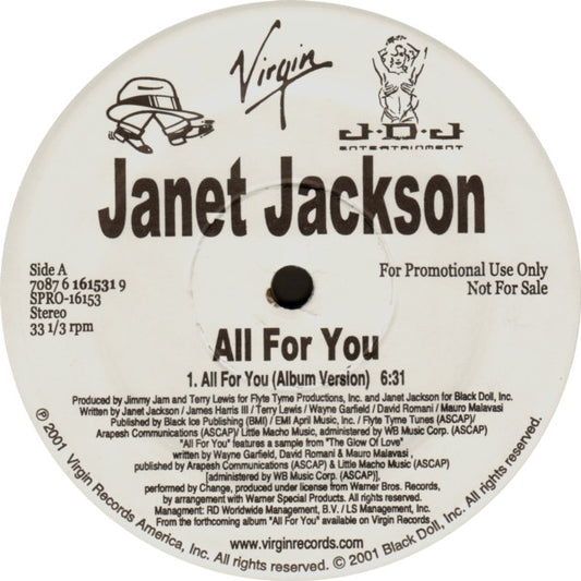 Janet Jackson : All For You (12", Promo)