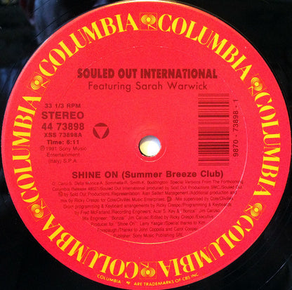Souled Out International* Featuring Sarah Warwick : Shine On (12")