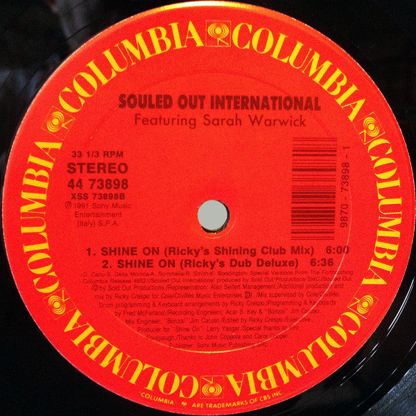 Souled Out International* Featuring Sarah Warwick : Shine On (12")