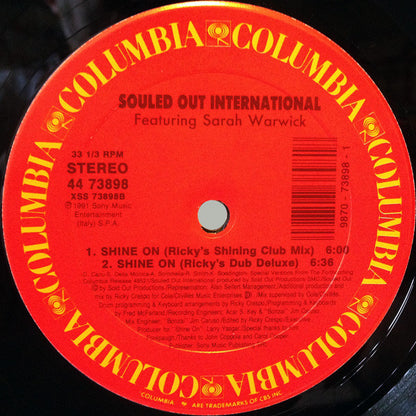 Souled Out International* Featuring Sarah Warwick : Shine On (12")