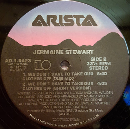 Jermaine Stewart : We Don't Have To Take Our Clothes Off (12")