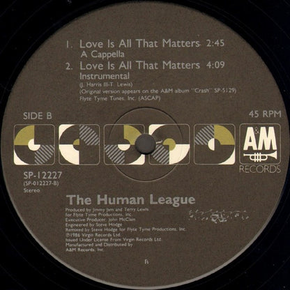 The Human League : Love Is All That Matters (12", Single)