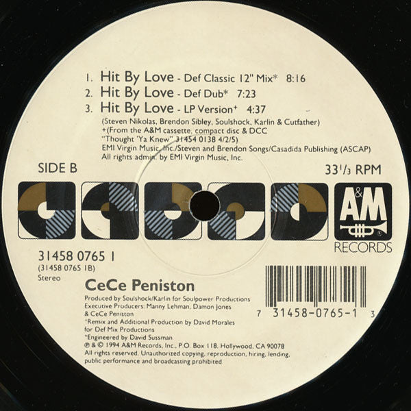 Ce Ce Peniston : Hit By Love (12", Single)