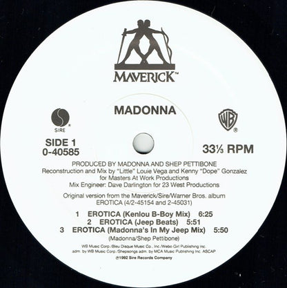 Madonna : Erotica (12", Maxi)