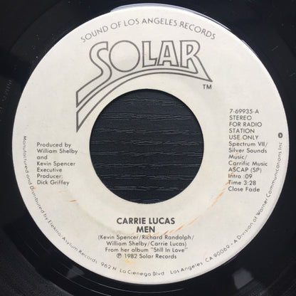 Carrie Lucas : Men / I Just Can't Do Without Your Love (7", Single, Promo)
