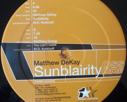 Matthew Dekay : Sunblairity (12")