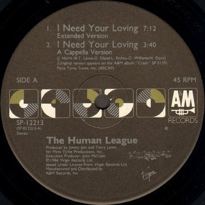 The Human League : I Need Your Loving (12", Single, RCA)