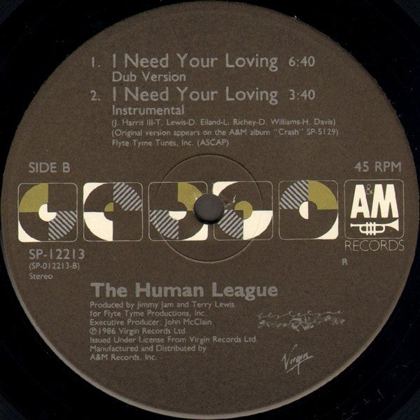 The Human League : I Need Your Loving (12", Single, RCA)