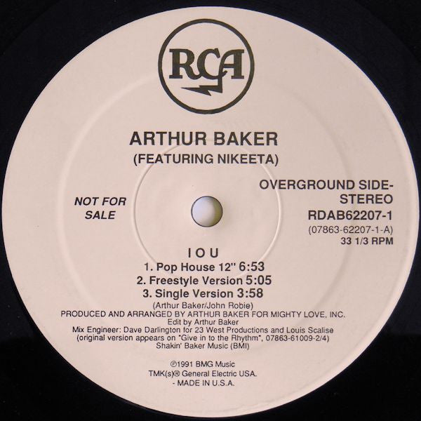 Arthur Baker Featuring Nikeeta : I.O.U. (12", Single, Promo)