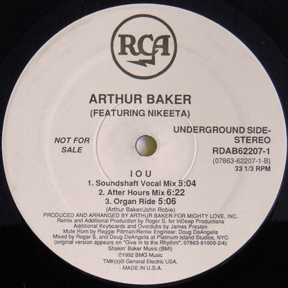 Arthur Baker Featuring Nikeeta : I.O.U. (12", Single, Promo)