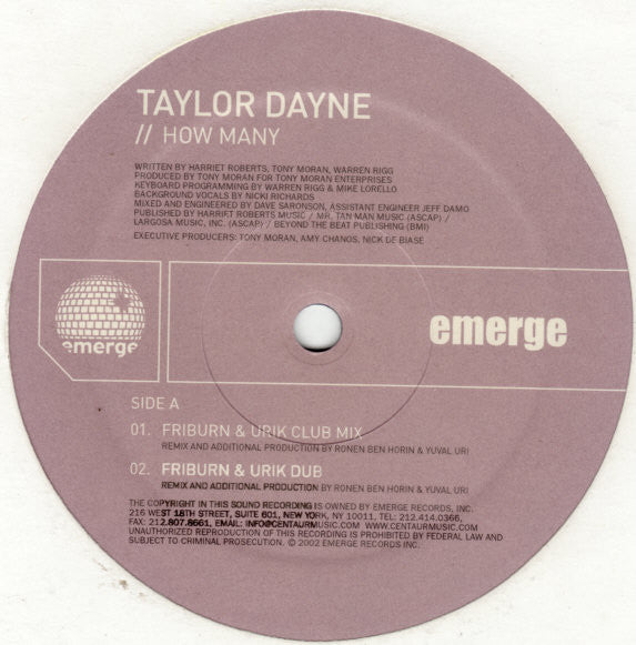 Taylor Dayne : How Many (2x12")