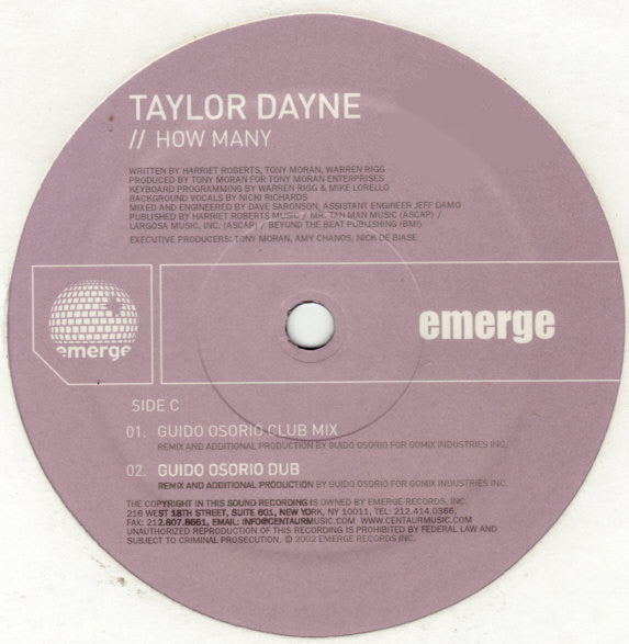 Taylor Dayne : How Many (2x12")