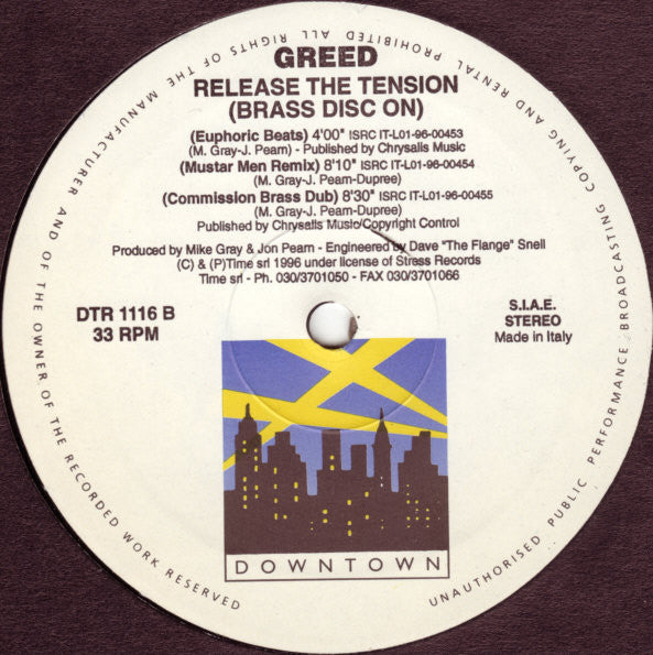 Greed : Release The Tension (Brass Disc On) (12")