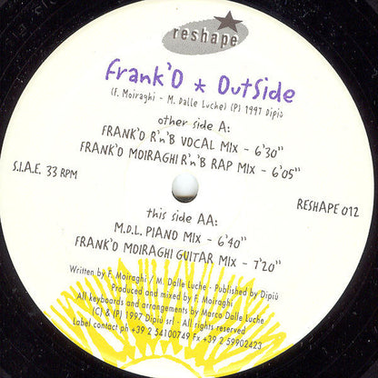 Frank 'O Moiraghi : Outside (12")