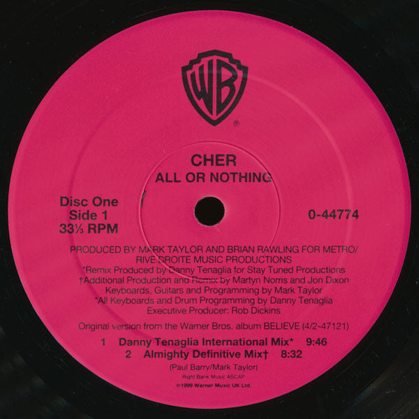 Cher : All Or Nothing / Dov'é L'Amore (2x12")