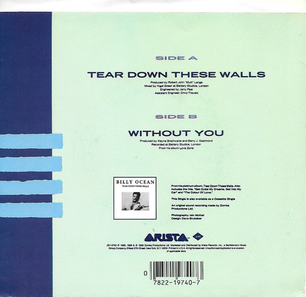 Billy Ocean : Tear Down These Walls (7", Single)