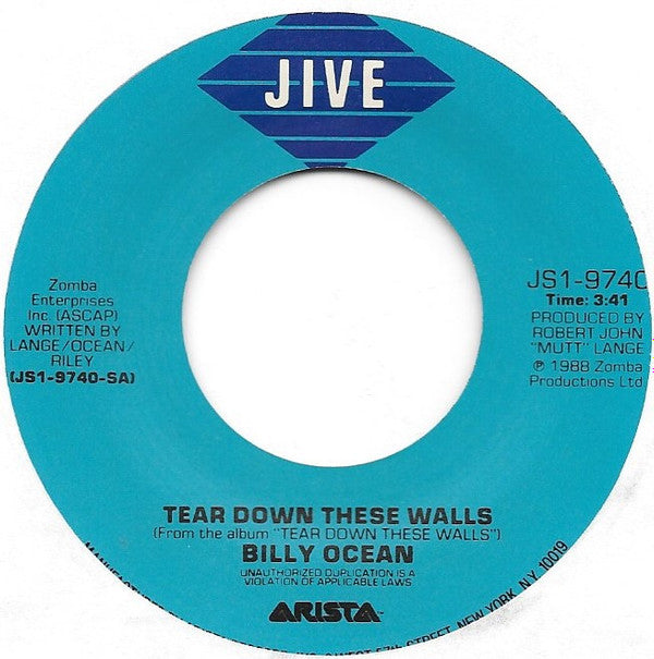 Billy Ocean : Tear Down These Walls (7", Single)
