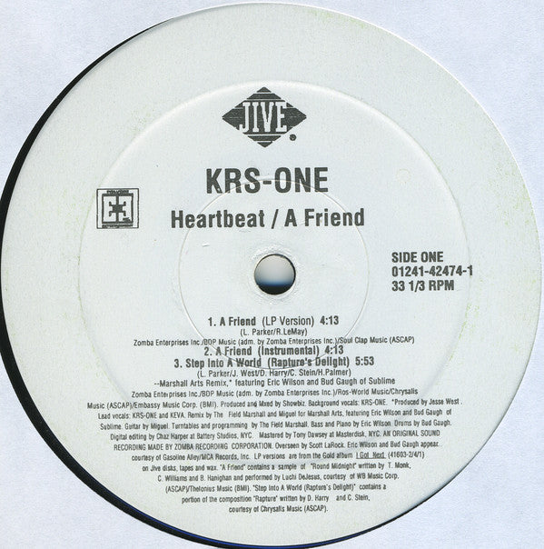 KRS-One : A Friend / Heartbeat (12")