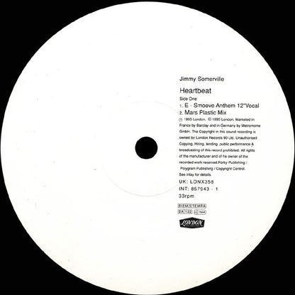 Jimmy Somerville : Heartbeat (12", Single)