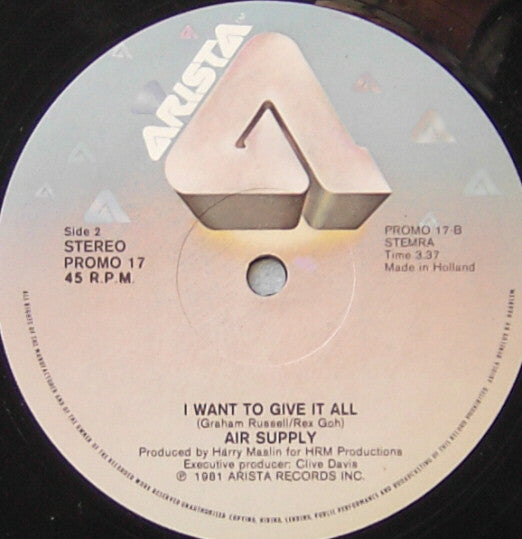 Air Supply : The One That You Love (12", Promo)