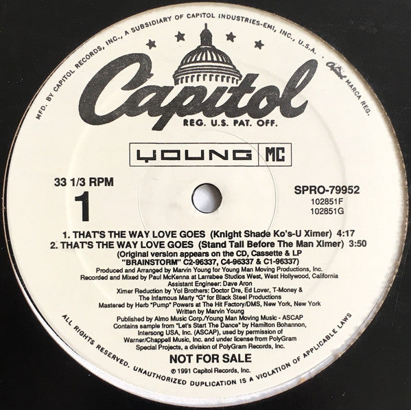 Young MC : That's The Way Love Goes (12", Promo)