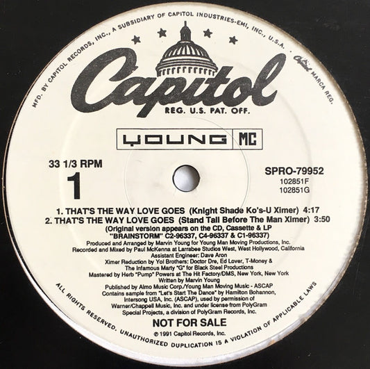 Young MC : That's The Way Love Goes (12", Promo)