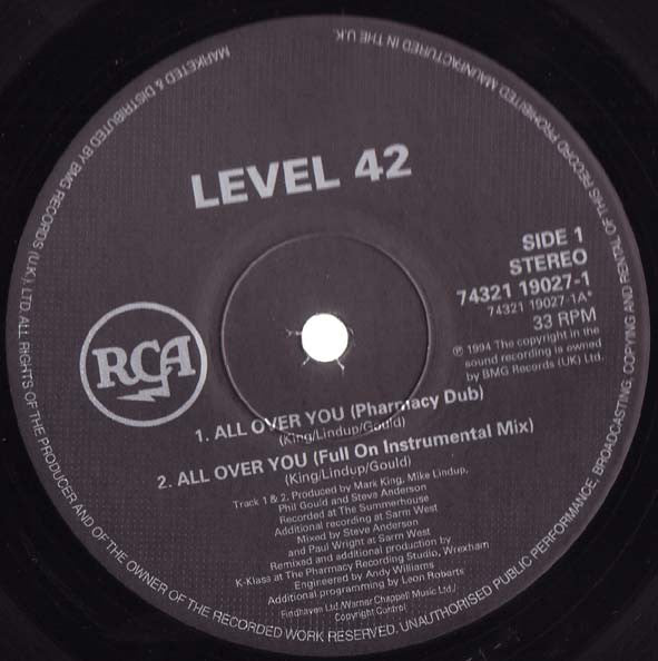 Level 42 : Forever Now / All Over You (12", Single)