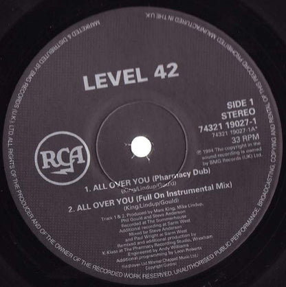 Level 42 : Forever Now / All Over You (12", Single)